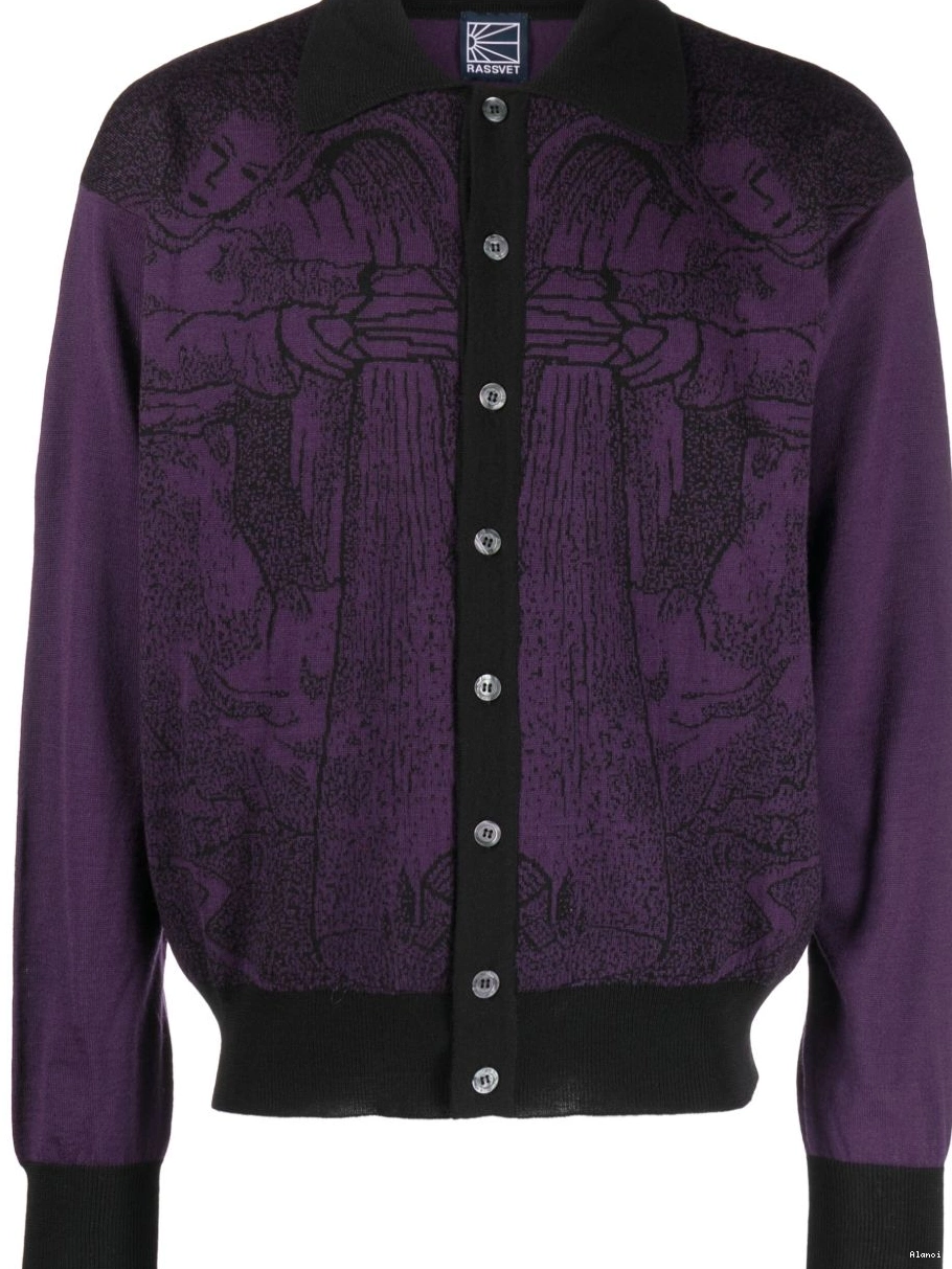 Cheap pattern Women cardigan Alanui intarsia-knit 0420